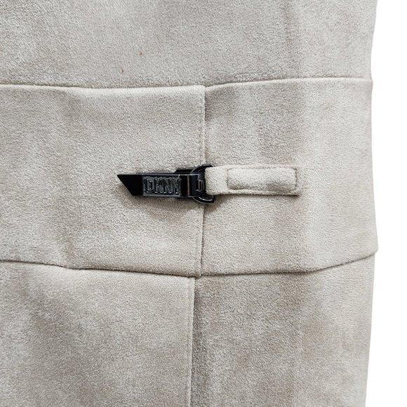 DKNY Light Tan Super Soft Crew Neck Party/Work/Wedding Suede Dress Size 6 - Picture 4 of 8